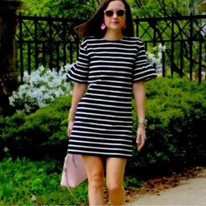 J. Crew Black and White Striped Mini Dress